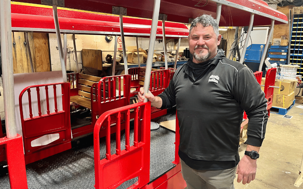 Maintenance Manager Bob Enos and a Loyalhanna Limited coach