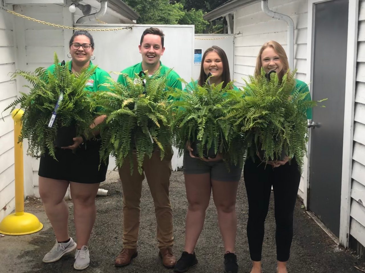 Family in front of wave pool