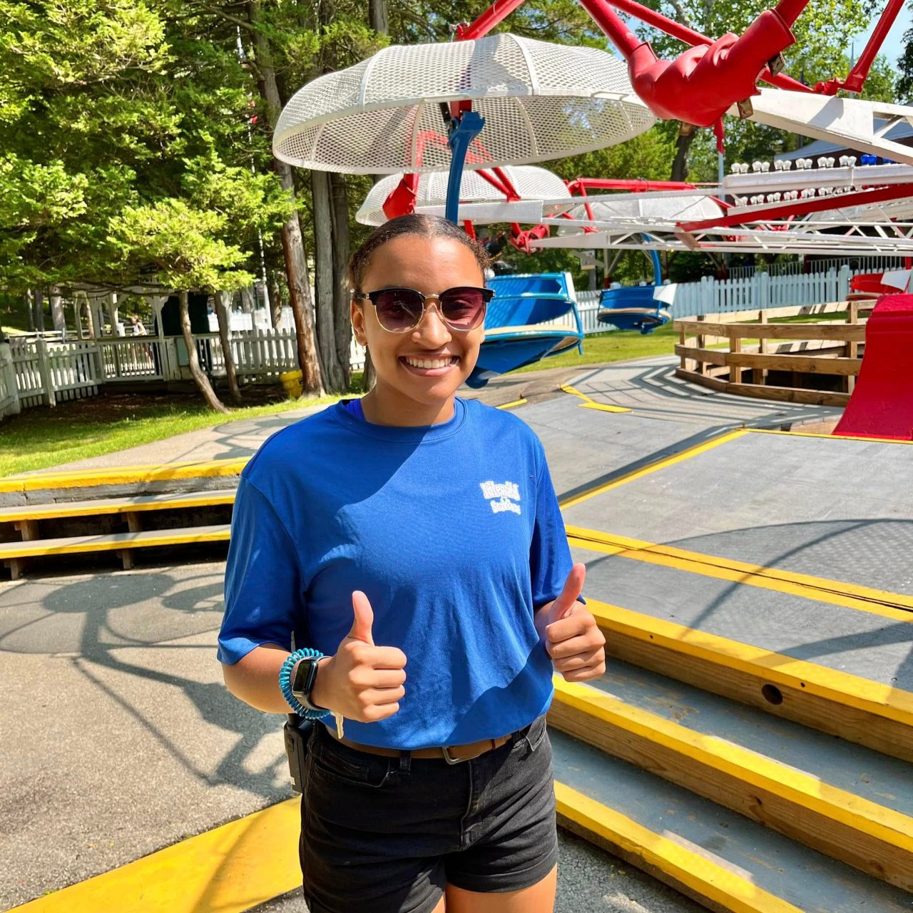 Family in front of wave pool